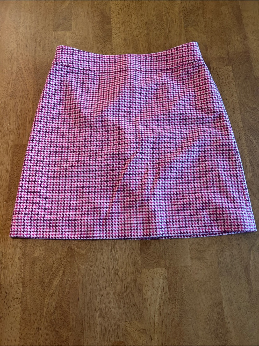 J. Crew Pink and White Houndstooth Mini Skirt